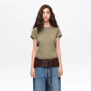 Koszulka prosta bawełna jasny khaki BIMBA Y LOLA LIGHT KHAKI