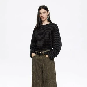 Koszulka raglanowy rękaw paski ciemny khaki BIMBA Y LOLA