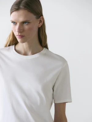 Koszulka Regular Fit Z Krótkim Rękawem - Biały Złamany - - Massimo Dutti - Kobieta