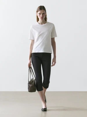 Zdjęcie produktu Koszulka Regular Fit Z Krótkim Rękawem - Biały Złamany - - Massimo Dutti - Kobieta