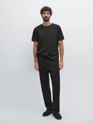 Koszulka Regular Fit Z Okrągłym Dekoltem - Czarny - - Massimo Dutti - Mężczyzna