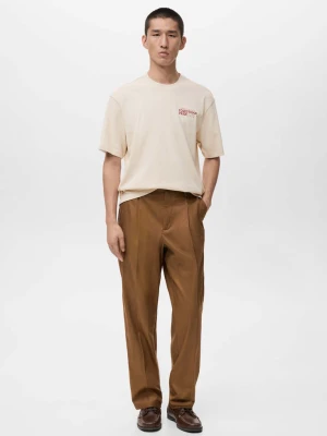 Zdjęcie produktu Koszulka relaxed fit z nadrukiem kremowy / écru - Mężczyzna - - MANGO MAN beżowy