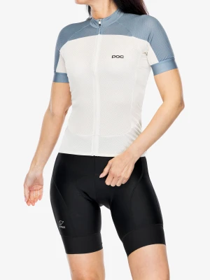 Koszulka rowerowa damska POC Essential Road Logo Jersey - okenite off-white/calcite blue