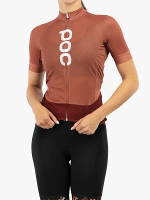 Koszulka rowerowa damska POC Essential Road Logo Jersey - salt/red