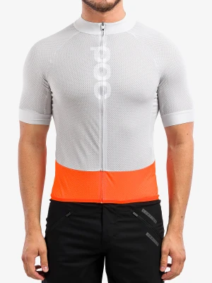 Koszulka rowerowa POC Essential Road Logo Jersey - grey/orange