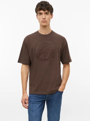 Modern Fit: T-shirt z grubego dżerseju z aplikacją z frotte s.Oliver brązowy