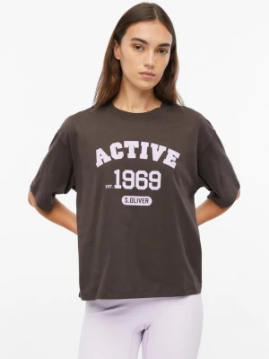 Sportowy T-shirt Relaxed Fit s.Oliver brązowy