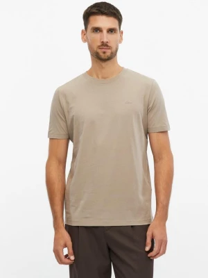 T-shirt bawełniany z nadrukiem z logo s.Oliver brązowy