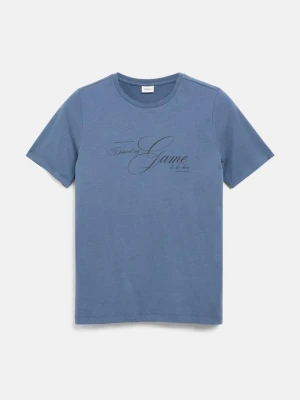 T-shirt z artystycznym nadrukiem s.Oliver niebieski