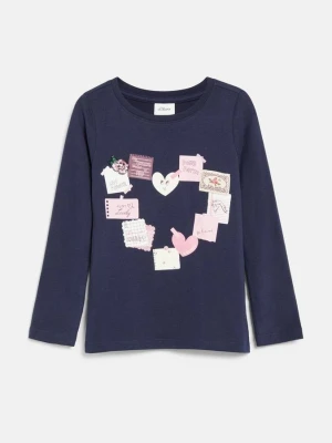 T-shirt z nadrukiem i cekinami s.Oliver niebieski