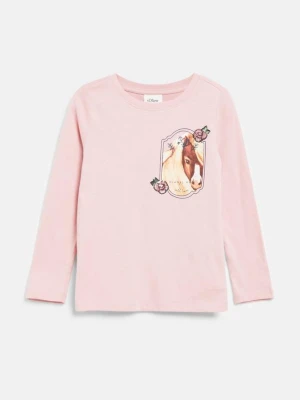 T-shirt z nadrukiem i cekinami s.Oliver różowy