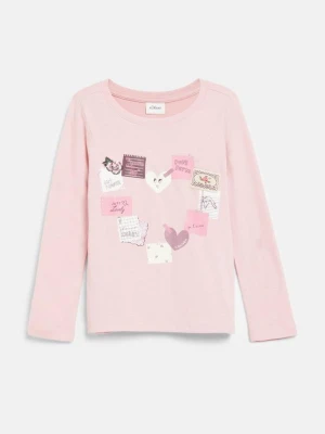 T-shirt z nadrukiem i cekinami s.Oliver różowy