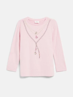 T-shirt o linii A z nadrukiem s.Oliver różowy