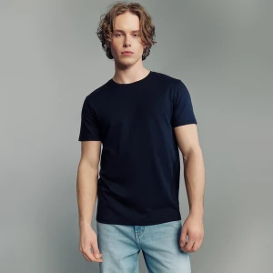 Koszulka slim fit basic z okrągłym dekoltem czarna House