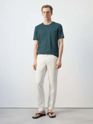 Zdjęcie produktu Koszulka slim fit z krótkim rękawem ciemnozielony - Mężczyzna - - MANGO MAN