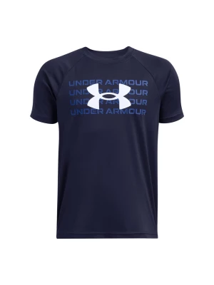 Koszulka sportowa chłopięca Under Armour UA B Tech Wm Logo Ss - granatowa