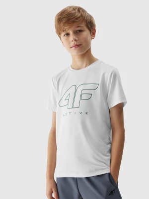 Koszulka sportowa szybkoschnąca chłopięca - biała 4F