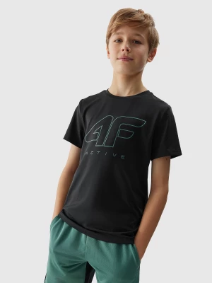 Koszulka sportowa szybkoschnąca chłopięca - czarna 4F JUNIOR