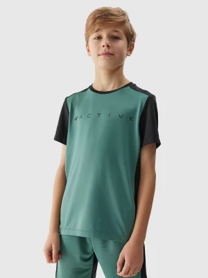 Koszulka sportowa szybkoschnąca chłopięca - zielona 4F JUNIOR