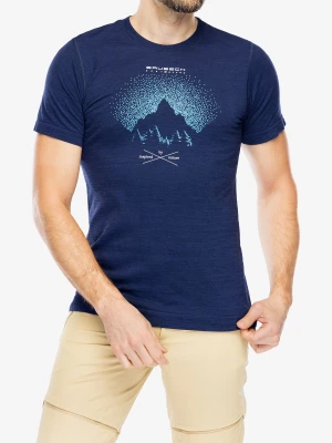 Koszulka szybkoschnąca Brubeck Outdoor Wool Pro T-Shirt - dark blue/mountains