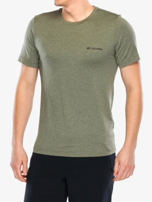 Koszulka szybkoschnąca Columbia Kwick Hike Back Graphic S/S Tee - green heather/view multi