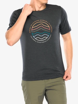 Koszulka szybkoschnąca Columbia Kwick Hike Graphic S/S Tee - black heather/peaked lifestyle