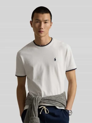 Koszulka T-shirt z mieszanki bawełny w kroju regular fit z kontrastowymi paskami Polo Ralph Lauren Biały