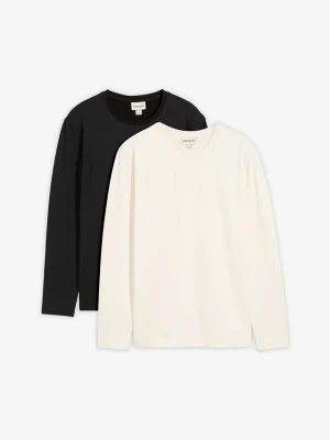 Koszulka termiczna z długim rękawem, slim fit (2 szt.) BonPrix biały