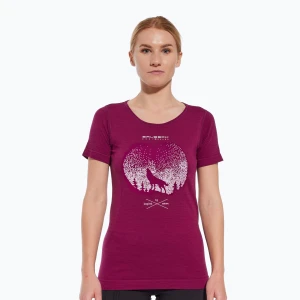 Koszulka termoaktywna damska Brubeck Outdoor Merino Wool Pro SS plum / mountain 3 Fioletowy
