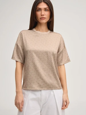 Koszulka Tracy z motywem chabru w kolorze jasnobrązowym Joop