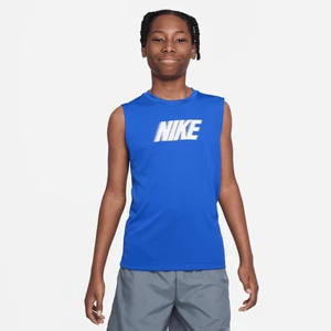 Koszulka treningowa bez rękawów dla dużych dzieci (chłopców) Nike Dri-FIT Multi+ - Niebieski