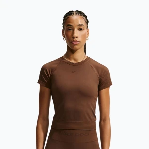 Koszulka treningowa damska Nike Pro Seamless Dri-Fit SS cacao wow Brązowy