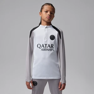 Koszulka treningowa do piłki nożnej z dzianiny dla dużych dzieci Jordan Dri-FIT Paris Saint-Germain Strike (edycja nocna) - Biel