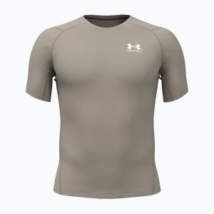 Koszulka treningowa męska Under Armour HG Armour Comp timberwolf taupe / white Beżowy