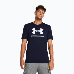 Koszulka treningowa męska Under Armour Sportstyle Logo Update academy / white Granatowy