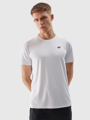 Koszulka treningowa regular z materiału z recyklingu męska - biała 4F