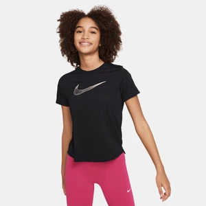 Koszulka treningowa z krótkim rękawem dla dużych dzieci (dziewcząt) Dri-FIT Nike One - Czerń