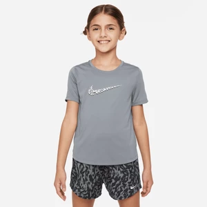 Koszulka treningowa z krótkim rękawem dla dużych dzieci (dziewcząt) Nike One - Szary