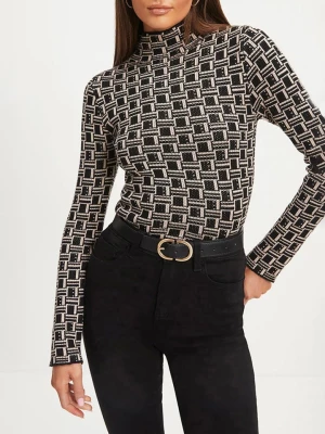 Milan Kiss Koszulka w kolorze czarno-beżowym ze wzorem rozmiar: L