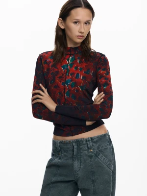 Koszulka w liście z przeszyciami Desigual