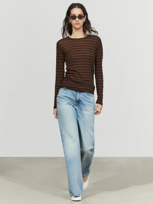 Koszulka W Paski Z Długim Rękawem - Brązowy - Massimo Dutti - Female