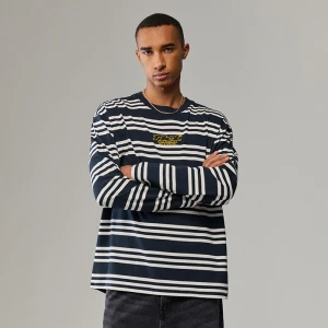 Koszulka w paski z długim rękawem i żółtym haftem House