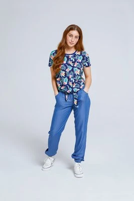 koszulka wiązana przy talii Lexi - Navy Animal