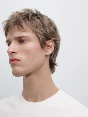 Dzianinowa Koszulka Bawełniana - Surowy - - Massimo Dutti - Mężczyzna