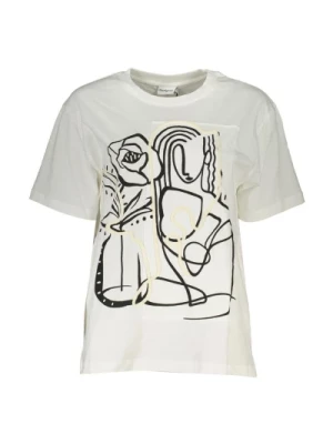 Koszulka z bawełny z haftowanym logo dla kobiet Desigual