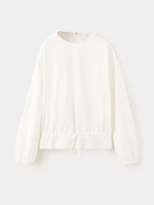 Koszulka z bawełny z haftowanymi detalami złamana biel - Dzieci - lata - MANGO KIDS