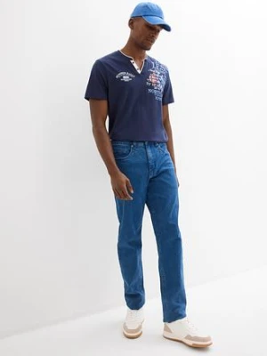 Koszulka z czystej bawełny organicznej z dekoltem henley i krótkim rękawem bonprix