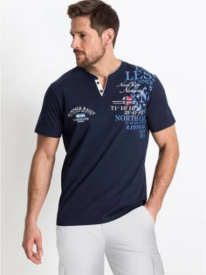 Koszulka z czystej bawełny organicznej z dekoltem henley i krótkim rękawem bonprix
