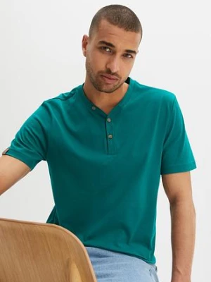 Zdjęcie produktu Koszulka z dekoltem henley z czystej bawełny organicznej (2 szt.) BonPrix czarny