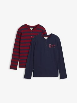 Koszulka z dekoltem henley z czystej bawełny organicznej (2 szt.) bonprix